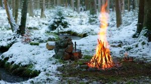 Костер на берегу весеннего ручья.
