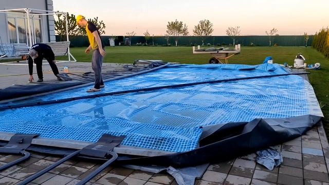 Монтаж, установка каркасного бассейна intex 5×10 смотреть онлайн