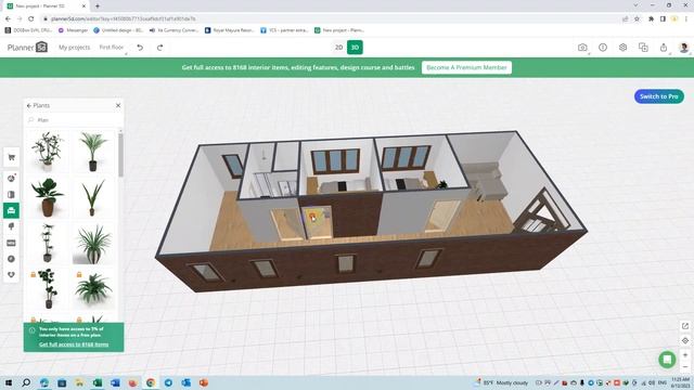 Home Design with Planner 5D | 5 x 13 House with one bathroom and a Kitchen. смотреть онлайн