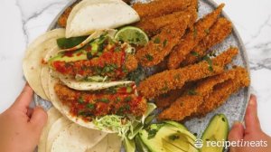 Вкусные тако с хрустящими куриными пальчиками в мексиканских специях