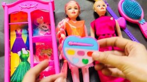 Pink Barbie doll unboxing | Barbie makeup barbie shoes and barbie toys collection