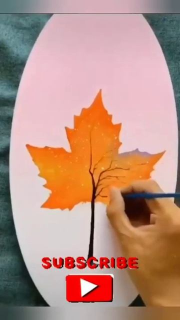 Amazing painting idea #shorts // painting with leaf смотреть онлайн