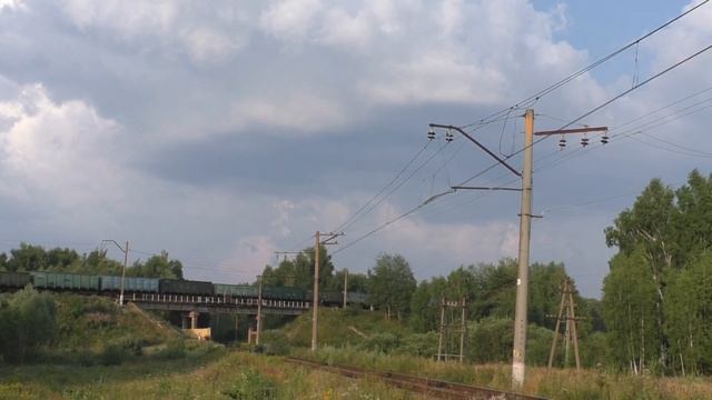 Электровоз ВЛ11М-443/444 с грузовым поездом, БМО ж/д, 26 июля 2022 г. смотреть онлайн