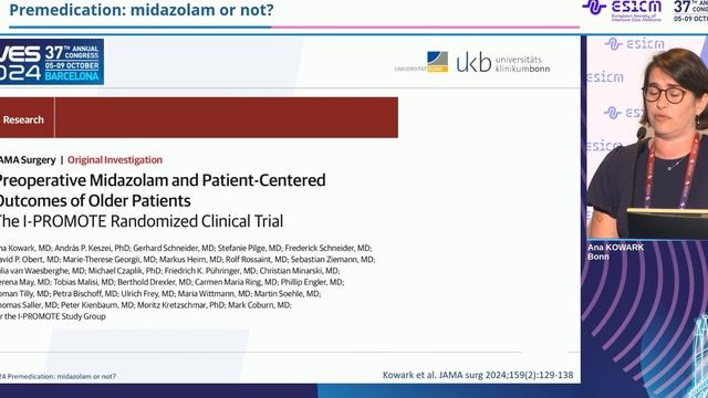Premedication midazolam or not Ana Kowark ESICM 2024