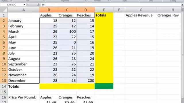 Excel Auto Sum Function