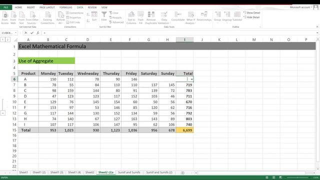MS Excel - Sum Aggregate SumIF SumIFS #msexcelfullcourse #sumformula #aggregate #sumifs | Part 18