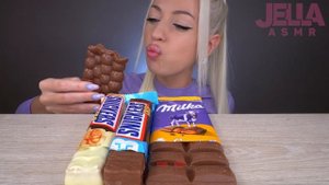 ASMR EATING MILKA CHOCOLATE & SNICKERS, CANDY BARS, ICE CREAM, 초코바 초콜릿 (DESSERT) MUKBANG 먹방