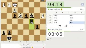 Сильный соперник довыпендривался и проиграл в равном окончании