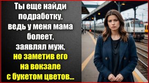 Ты еще найди подработку, ведь у меня мама болеет, заявлял муж, но заметив его на вокзале с цветами.