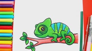 Как легко рисовать ХАМЕЛЕОНА | Как легко нарисовать милого хамелеона