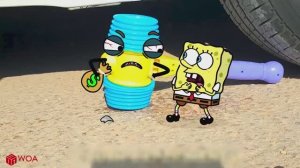 Детская анимация машина 🚓 давит молоток, мочалку и др.