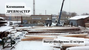 Выгрузка 12-метрового бревна