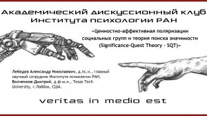 "Ценностно-аффективная поляризации социальных групп и теория поиска значимости (SQT)".