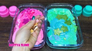 PINK vs MINT!! Mixing Random into CLEAR Slime!! Satisfying Nastya Slime
