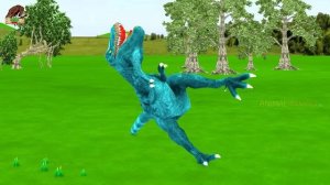 Giant Tiger Lion Attacks Dinosaur Chase Cow Cartoon Buffalo Gorilla Saved By Woolly Mammoth Elephan