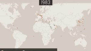 Карта роста числа военных баз США в мире с 1945 года