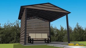 Беседка 3х3 с двускатной крышей из профлиста / Всем Навесы
