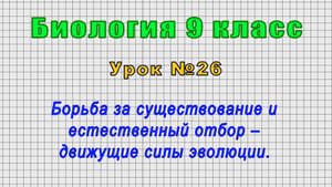 Биология 9 класс (Урок№26 - Борьба за существование и естественный отбор – движущие силы эволюции.)