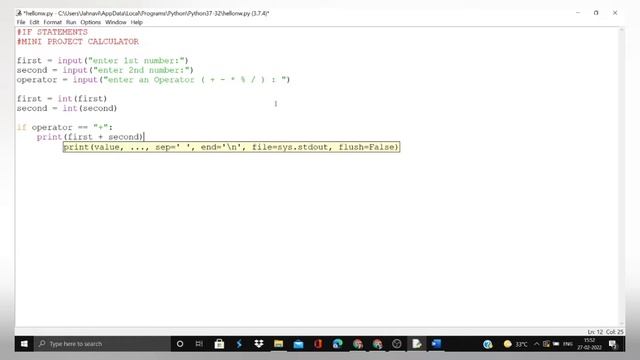 Simple calculator using  python in Telugu #python #programming