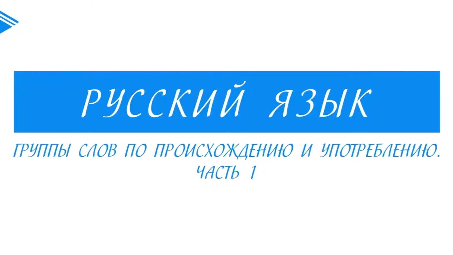 8 класс - Русский язык - Группы слов по происхождению и употреблению. Часть 1