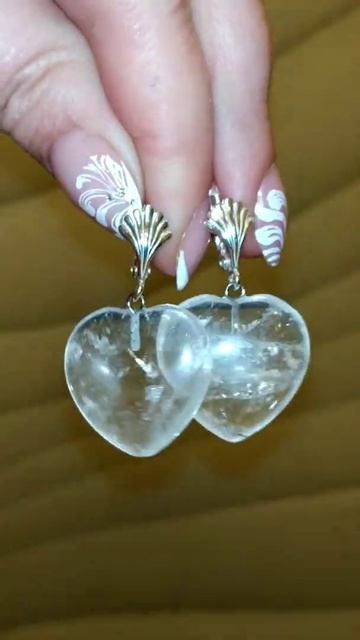 Серьги сердца горный хрусталь, серебро 925 смотреть онлайн