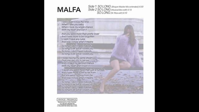 VINTAGE PRESSING RECORDS Present .. MALFA -- SO LONG смотреть онлайн