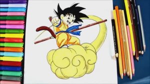 Как нарисовать малыша ГОКУ на его летающем облаке Dragon Ball Z