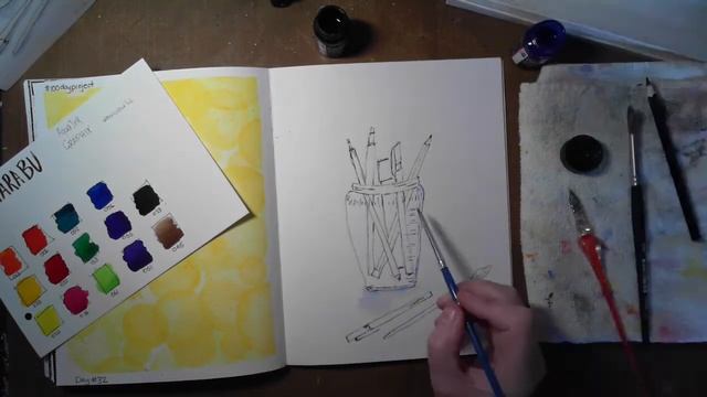#100dayproject | Day 33 | Marabu Aqua Inks | Pens and Pencils смотреть онлайн