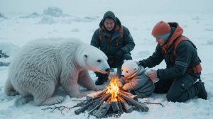 Трогательное спасение крошечного белого медвежонка в суровую погоду