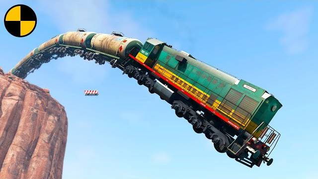 Поезда и БОЛЬШИЕ ОБРЫЫЫЫЫВЫ 😱 BeamNG.Drive (69)