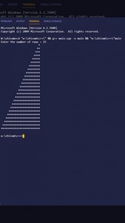 C++ program to print mirrored right triangle star pattern using function | PWOS #shorts