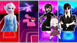 Elsa Frozen 🆚️ Miraculous ladybug 🆚️ Mavis Dracula 🆚️ Wednesday addams 🎶 Tiles Hop Edm Rush