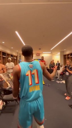 Kyrie took the trophy into Chuck’s Global Stars locker room