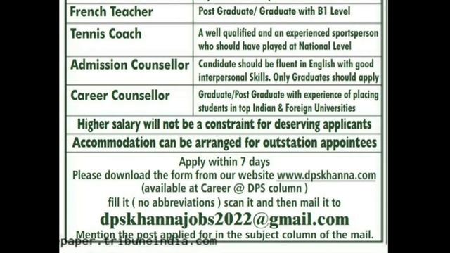4 DPS VACANCY || All Subjects teachers recruitment || Apply From all India