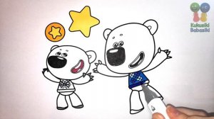 №141 Bebebears coloring cartoon for kids 🦊🐥 Be-be-bears Bjorn, Bucky, Littlefox, Chicky