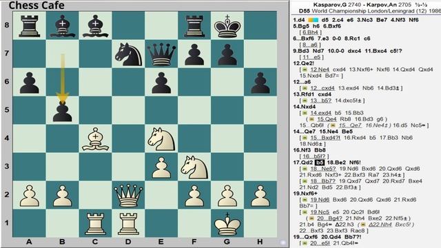 #12 Kasparov vs Karpov: World Chess Championship 1986 | Queen's Gambit Declined | game 12