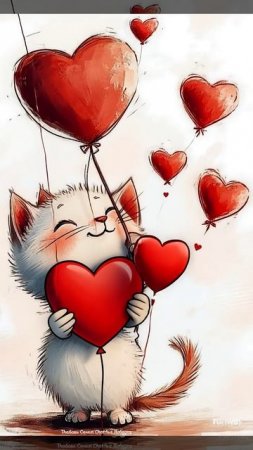 Котик с сердечками