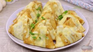 Интересная форма, вкусная начинка. БЛИНЧИКИ С ГРИБАМИ И КУРИЦЕЙ