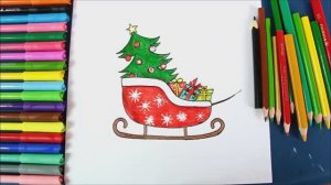Как нарисовать рождественские сани Санта-Клауса или Дед Мороза
