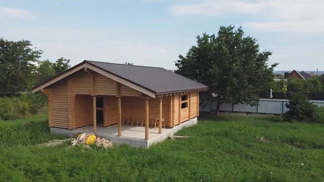 Баня из оцилиндрованного бревна смотреть онлайн