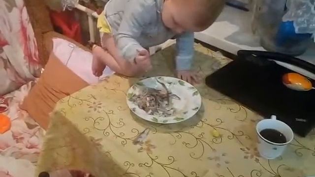 Варя ест соленую рыбку с луком смотреть онлайн