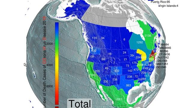 Coronavirus Death Toll Timelapse of Canada, the US, Mexico and Greenland (Feb 29 - Jul 1, 2020) смотреть онлайн