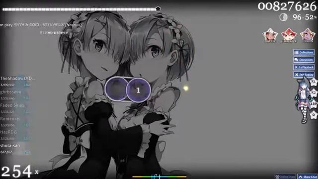 MYTH & ROID Styx Helix Gameplay Osu! Normal + DO HR HD смотреть онлайн