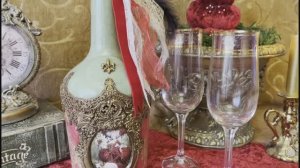 Мастер-класс ⚜🧁⚜ Декорирование бутылки  "Мария-Антуанетта" ⚜🧁⚜. Декупаж. Кракелюр.
