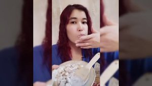 ASMR I MUKBANG I clay Astana pink & yellow with milk | bite swallowing | crunch eating | сүт көже