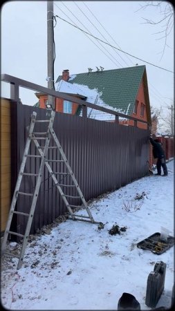 Откатные ворота, калитка и забор изготовили, доставили и установили #спецкаркас #навесы