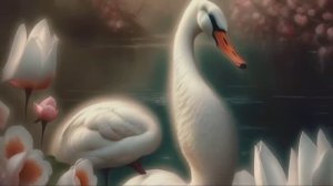 Лебедь и цветы