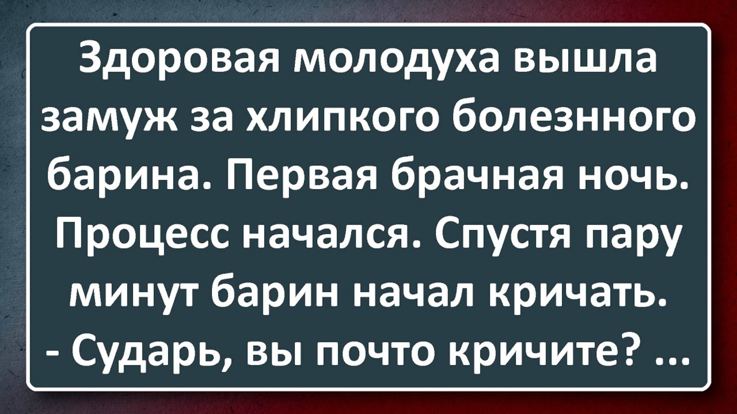 Здоровая Молодуха Вышла замуж за Хилого Барчука! Подборка Лучших Анекдотов Синего Предела