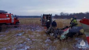 Пожарные МЧС России тушат самолёт в Нижегородской области