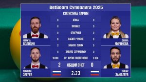 1/2 "BetBoom Суперлига 2025". Н. Володин/М. Зверев (RUS) - Д. Миронова/Э. Замалеев (RUS).